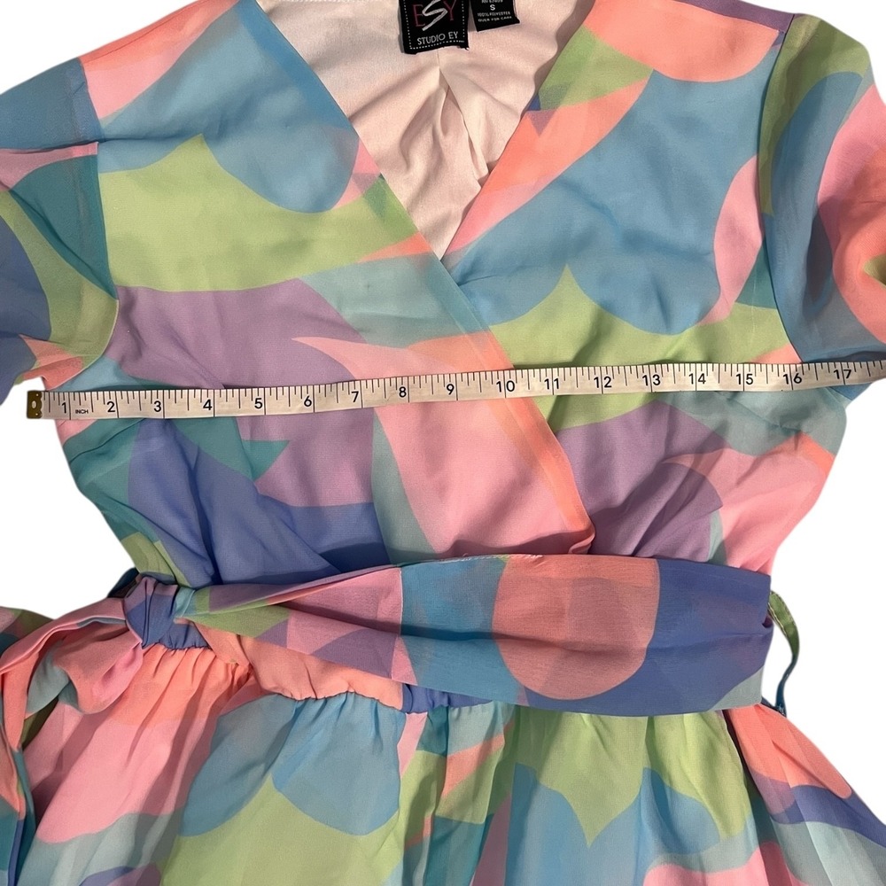 Studio‎ EY Pastel Wrap Maxi Dress S Boho Spring Tie Waist Resort Vacation - Picture 11 of 13